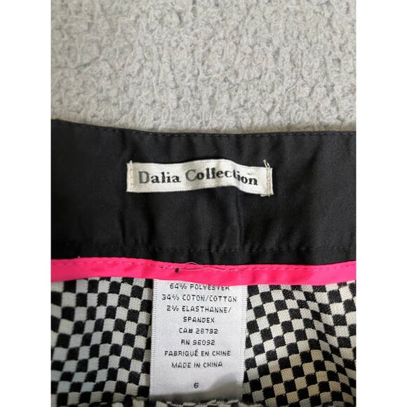 Dalia Collection Pants 6 Small Check Slim Leg Stretch Knit Low Rise Black White - Picture 15 of 16